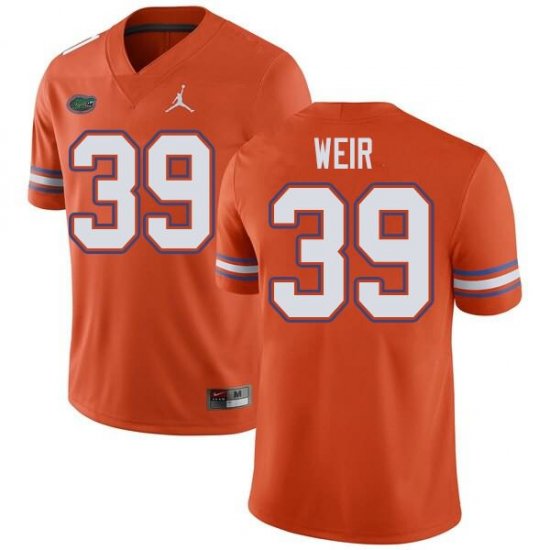 Men's Florida Gators #39 Michael Weir NCAA Jordan Brand Orange Authentic Stitched College Football Jersey GOS1762RU